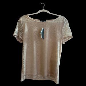 Blush Pink floral lace shirt size Large NWT